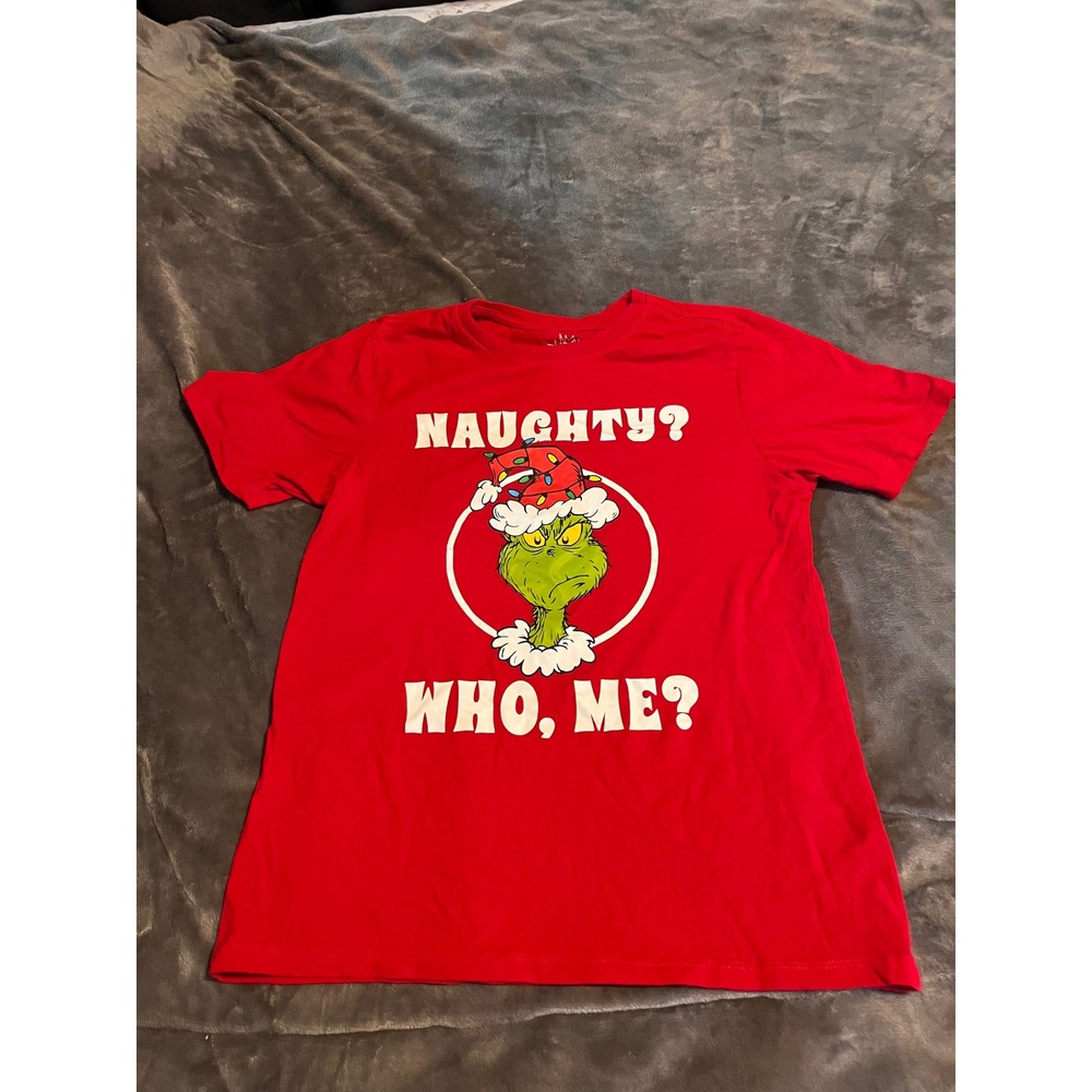 Dr Seuss The Grinch Naughty Who Me Red Graphic T-Shirt Kids Size 2XL 18
